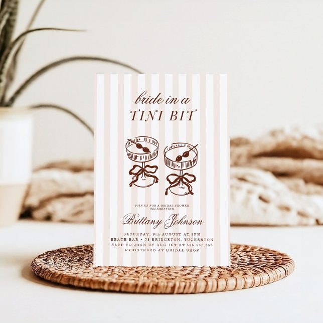 Bride in a Tini Bit Rustic Stripes Bridal Shower Einladung (Von Creator hochgeladen)