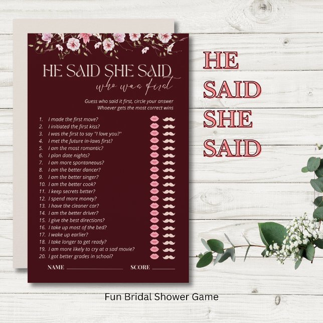 Bride in Bloom He Said She Said Bridal Shower Game (Von Creator hochgeladen)