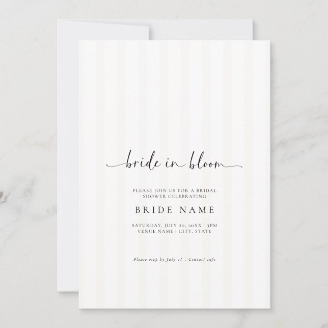 Bride in Bloom Stripe Bridal Shower Invitation Einladung (Vorderseite)
