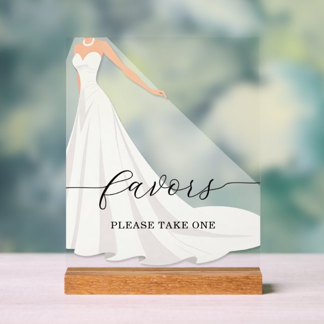 Bride in Gown Bridal Shower Favors Acrylschild (Neutral)
