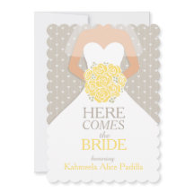 Bride jaune bouquet graphique nuptiale invitation