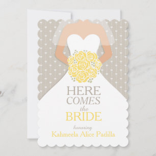 Bride jaune bouquet graphique nuptiale invitation