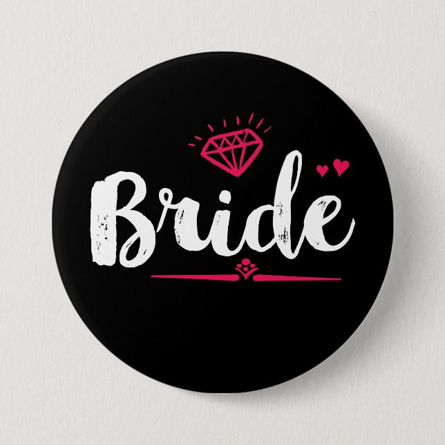 Bride Junggeselinnen-Abschied Wedding Black Pink B Button (Vorderseite)