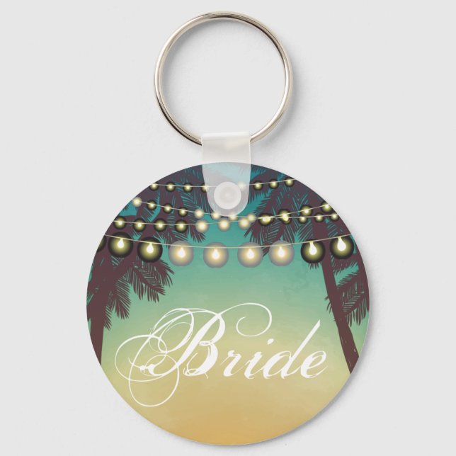 Bride Key Chain Beach Sonnenuntergang Palmen Strin Schlüsselanhänger (Vorderseite)