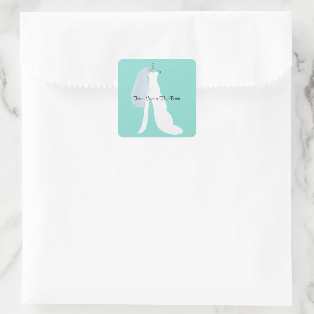 BRIDE kommt hier zum Brautparty der Braut Quadratischer Aufkleber (Tasche)