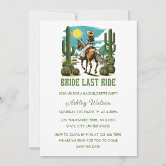 Bride Last Ride Cowgirl Bachelorette Party Einladung