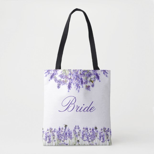 Bride Lavendel florale violette Schrift Tasche (Vorderseite)