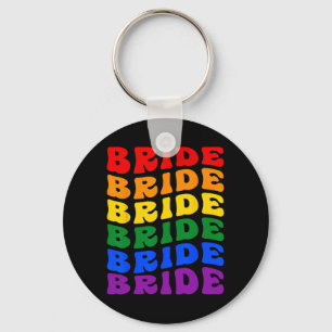 Bride Lgbt Groovy Rainbow Flag Junggeselinnen-Absc Schlüsselanhänger