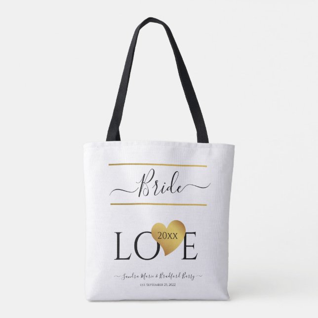 Bride | Liebe mit einem Goldenen Herz Tasche (Rückseite)