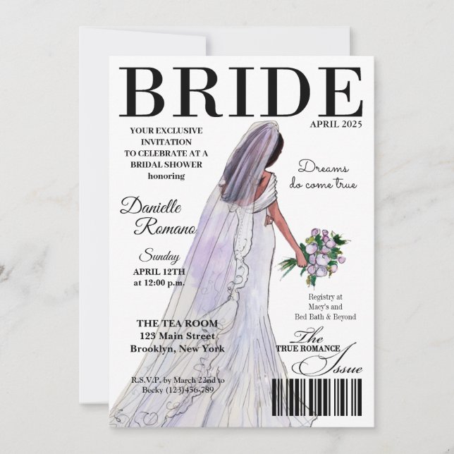Bride Magazine Modern Bridal Shower Einladungen (Vorderseite)