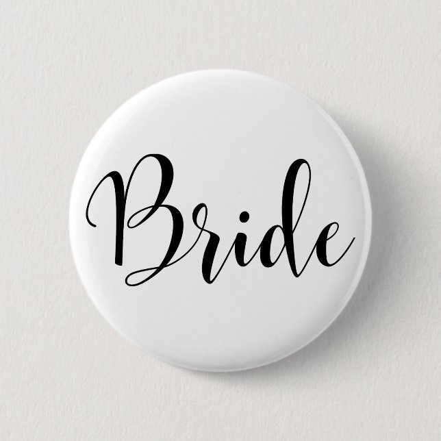 Bride Modern Black Script Typografie (30) Button (Vorderseite)