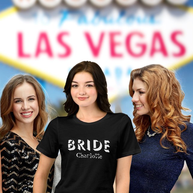 Bride Name Bachelorette Black Ladys Tri-Blend Shirt (Vegas Bachelorette Party)