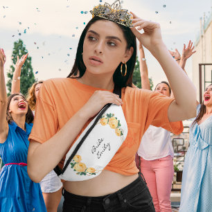 Bride Name Orange Floral Elegante Gold Glitzer Geo Bauchtasche