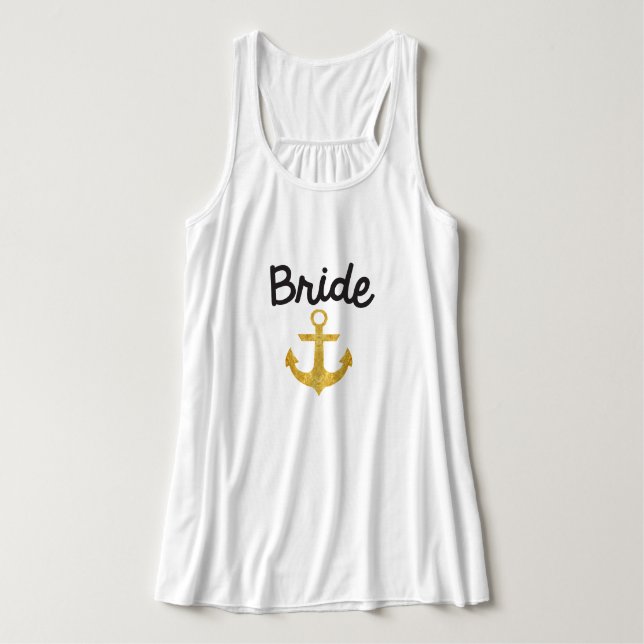 Bride Nautical Anchor Gold Foil Tank Top (Design Vorderseite)