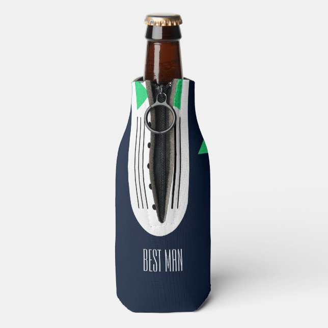 BRIDE Navy Blue Green Wedding Party ist mein Trauz Flaschenkühler (Flasche Rückseite)