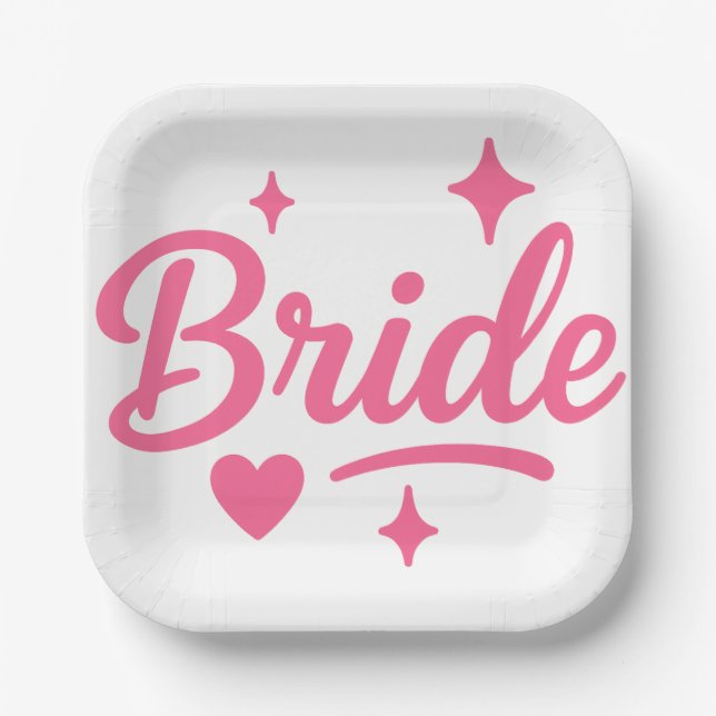 Bride Neon Pink Pappteller (Vorderseite)