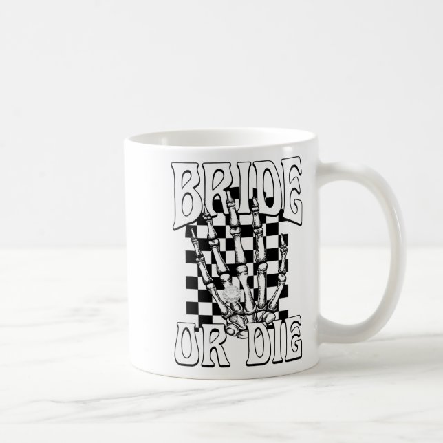 Bride oder Die Teambride Gothic Halloween Bachelor Kaffeetasse (Rechts)