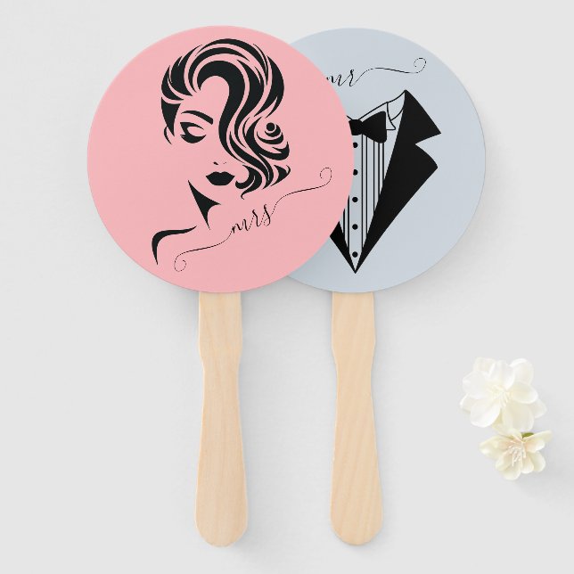 Bride oder Groom Mr. Wedding Game Hand Fan Fächer (Vorne und Hinten)