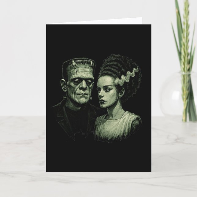 Bride Of Frankenstein Folded Card Feiertagskarte (Vorderseite)