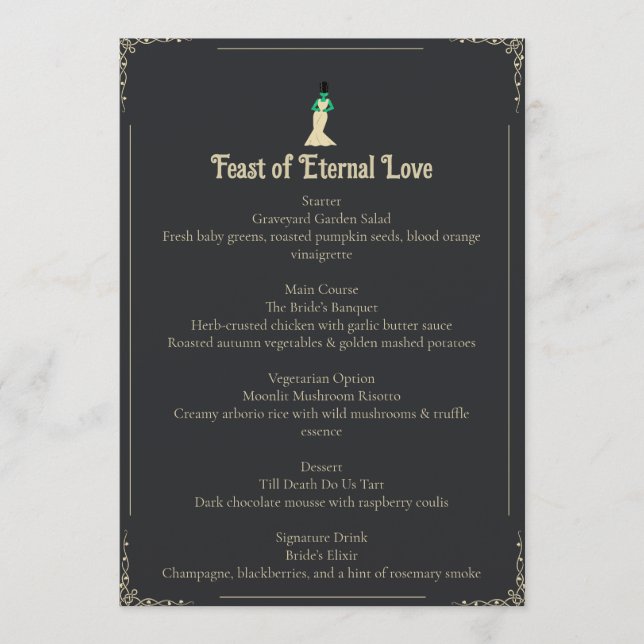 Bride of Frankenstein Wedding Menu | Gothic (Devant)