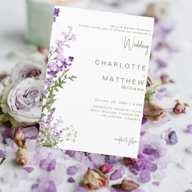 Bride Parents Lavender Foto Wedding Einladung (Von Creator hochgeladen)