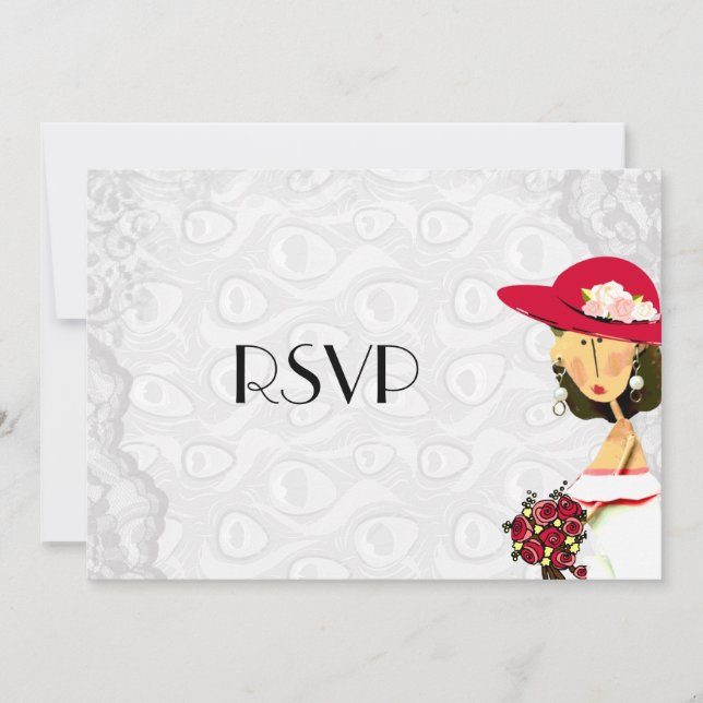 Bride Peacock Feathers Wedding RSVP Einladung (Vorderseite)