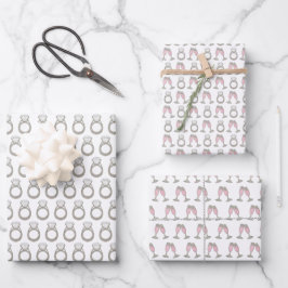 Bride Pink Champagne Diamond Brautparty Dusche Geschenkpapier Set