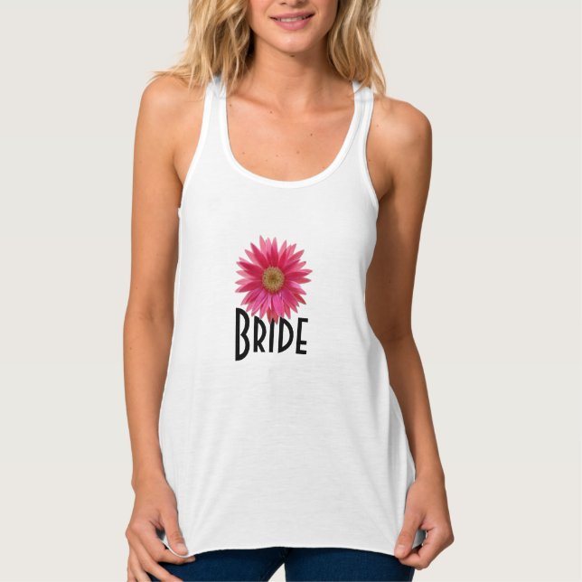 Bride Pink Gerbera Daisy Wedding Tank Top (Vorderseite)