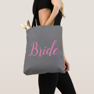 Bride Pink Gray Typografy Elegante Wedding Tasche