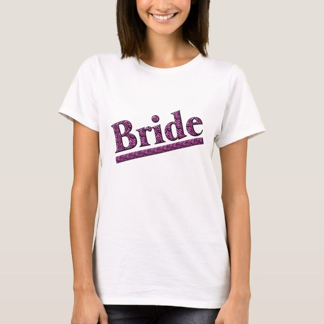 Bride Pink Zebra Print Wedding Party T-Shirt (Vorderseite)
