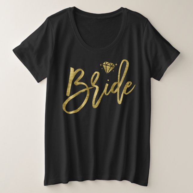 Bride Plus Taille V-Cou Faux Or brillant noir (Design devant)