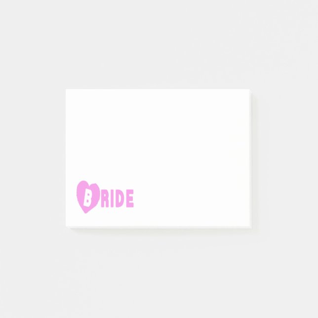 Bride Post-It Notes Coeur rose (Devant)