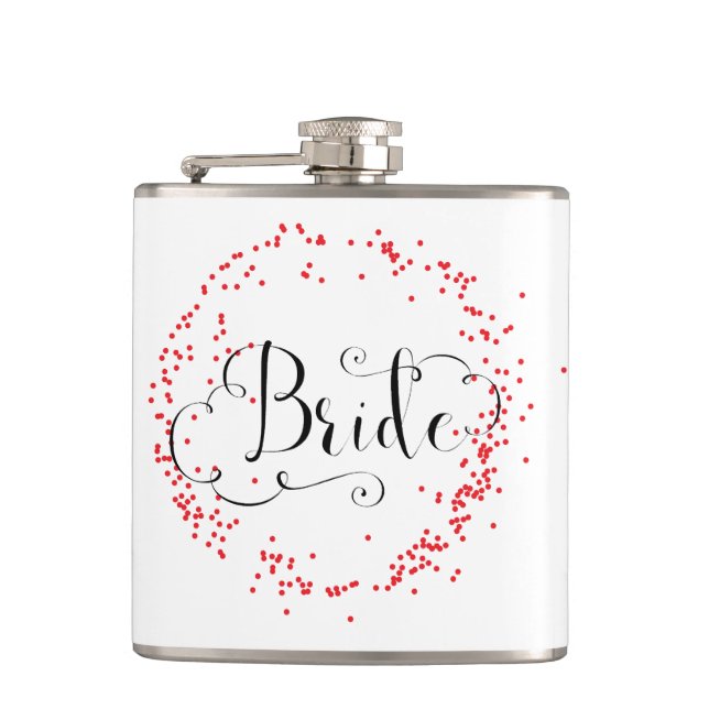 Bride Red Confetti - Flasche Flachmann (Vorderseite)