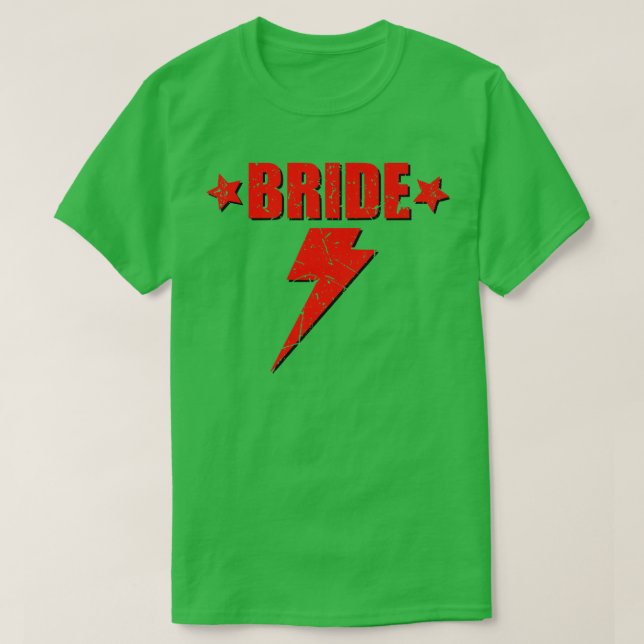 Bride Retro Lightning Niedlich Bridesmaid Bachelor T-Shirt (Design vorne)