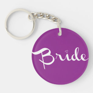 Bride Retro Script White Schlüsselanhänger