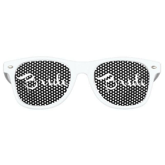 Bride Retro Script White Sonnenbrille (Vorderseite)