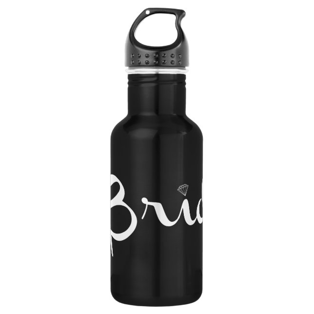 Bride Retro Script White Trinkflasche (Vorderseite)