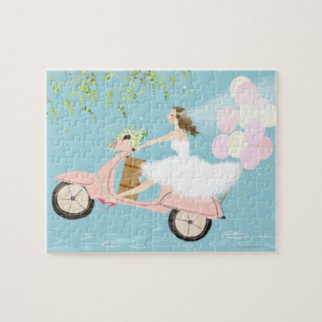 Bride Ride a Scooter (Horizontal)