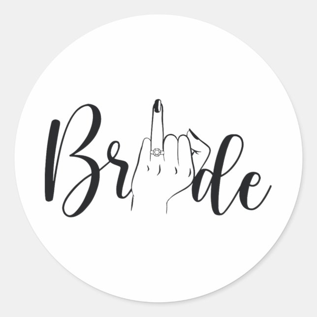 Bride Ring Finger Wedding Runder Aufkleber (Vorderseite)