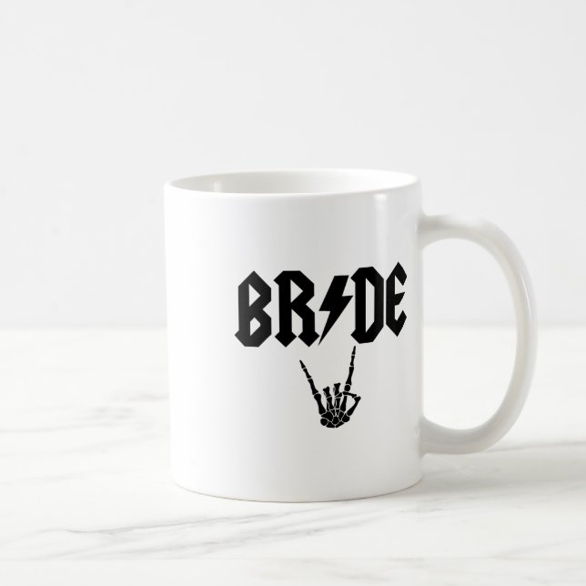 Bride Rock'n'Roll Skeleton Hand Halloween Bachelor Kaffeetasse (Rechts)