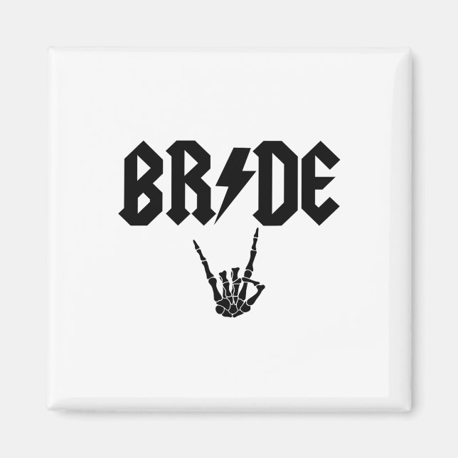 Bride Rock'n'Roll Skeleton Hand Halloween Bachelor Magnet (Vorne)