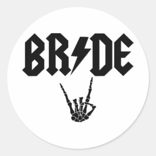 Bride Rock'n'Roll Skeleton Hand Halloween Bachelor Runder Aufkleber