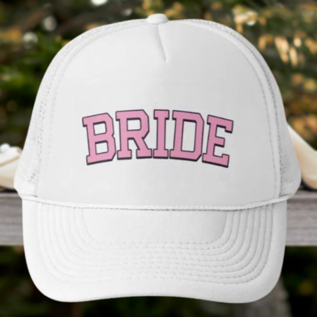 BRIDE - Rosa Uni Schriftart Bachelorette Trucker H Truckerkappe (Von Creator hochgeladen)