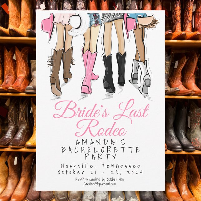 Bride’s Last Rodeo Bachelorette Party Cowboy Boots Einladung (Von Creator hochgeladen)