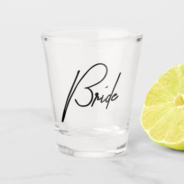 "Bride" - Schuhglas für Hochzeiten Schnapsglas (Vorderseite)