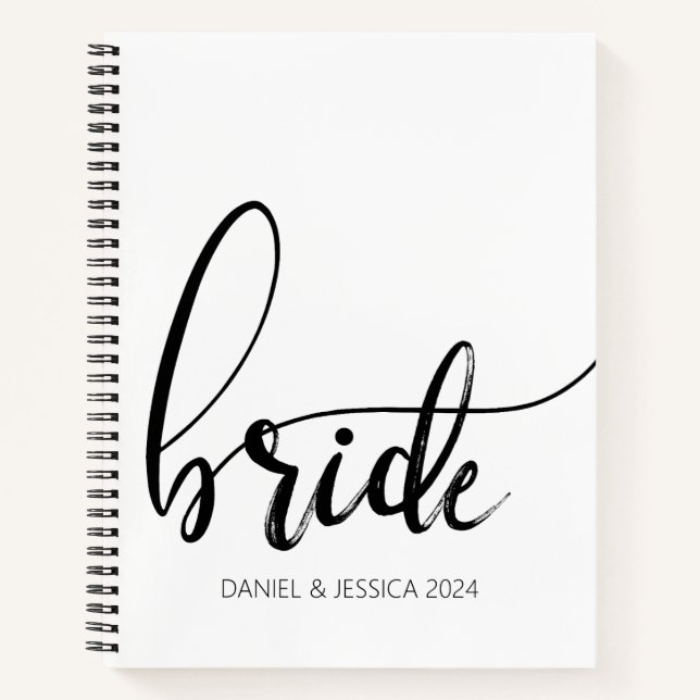 Bride Script Elegant Minimalistisch HochzeitsNoteb Notizbuch (Vorderseite)