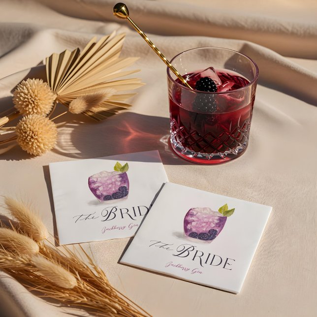 Bride Signature Cocktail Wasserfarbe Brautgetränk Serviette (Bride Signature Cocktail Watercolor Wedding Drink Napkins)