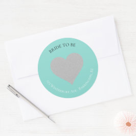 BRIDE Silver Heart Wedding Suite Rücksendeadresse Runder Aufkleber