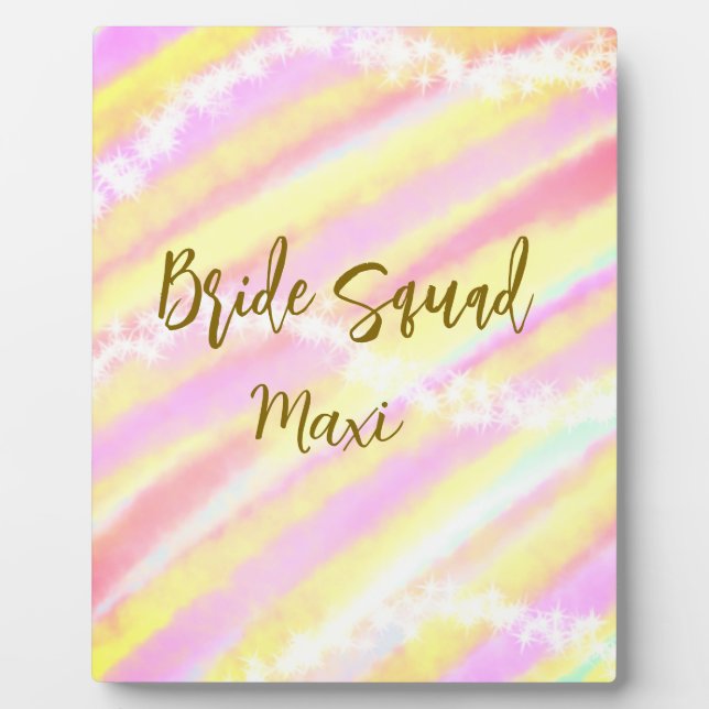Bride squad golden pastel pink colorful glitter br fotoplatte (Vorderseite)