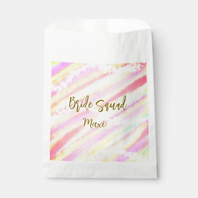 Bride squad golden pastel pink colorful glitter br geschenktütchen (Vorderseite)